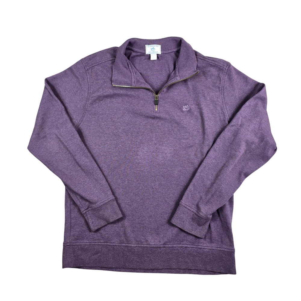 Southern Tide Skipjack Quarter Zip Pullover Mens M / L Purple Heathered Cotton